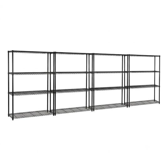4 x 4 Tier Black Wire Shelving Units - H1800 x D450mm