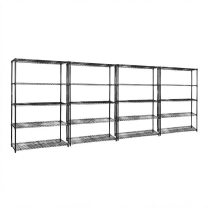 4 x 5 Tier Black Wire Shelving Units - H1800 x D450mm
