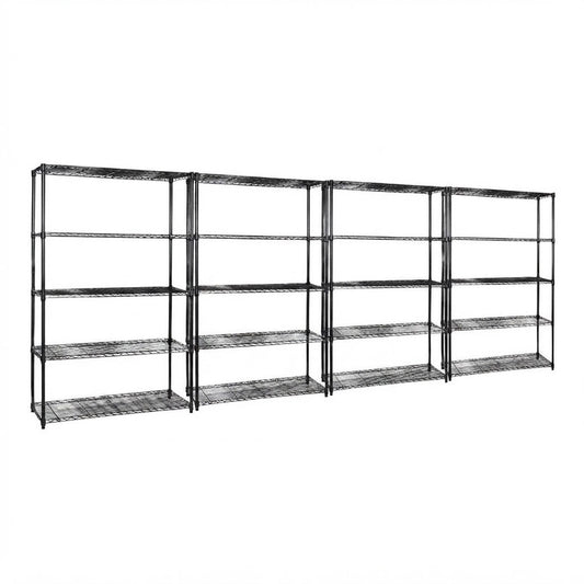 4 x 5 Tier Black Wire Shelving Units - H1800 x D450mm