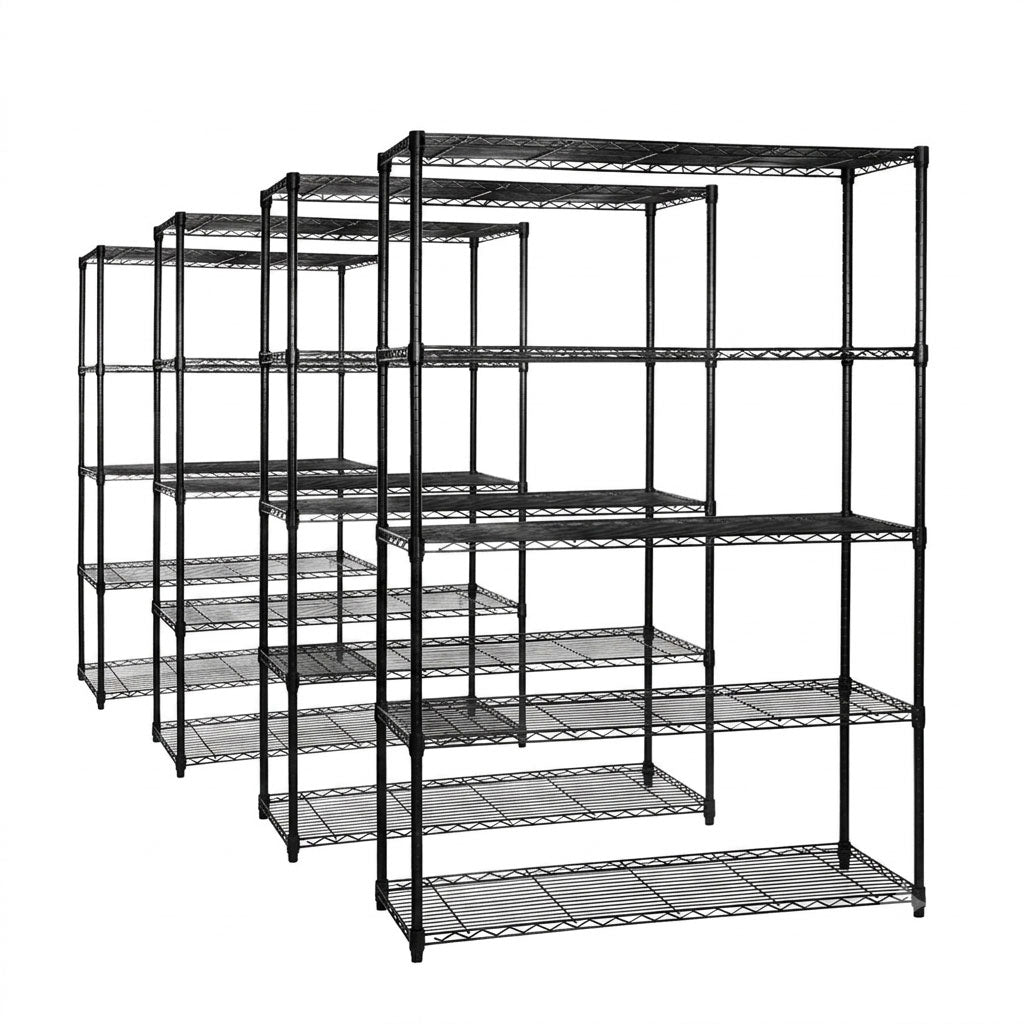 4 x 5 Tier Black Wire Shelving Units - H1800 x D450mm