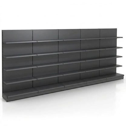 Dark Grey Retail Wall Shelving - 5 Bays - 1800mm High With 470mm Base Shelf