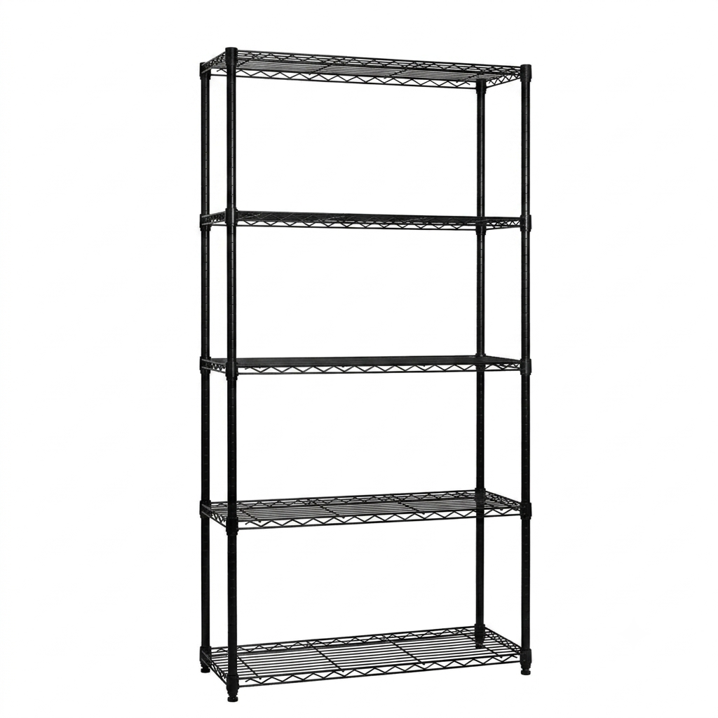 5 Tier Black Wire Shelving Unit - D450mm