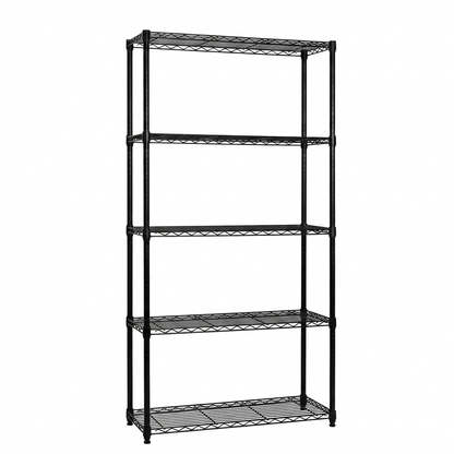 5 Tier Black Wire Shelving Unit - D450mm
