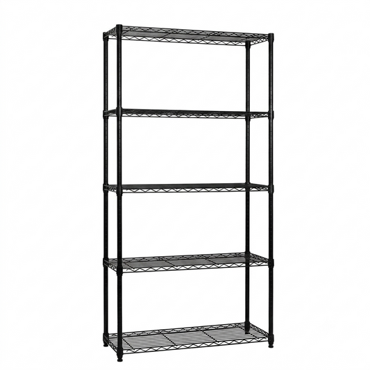 5 Tier Black Wire Shelving Unit - D450mm