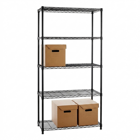 5 Tier Black Wire Shelving Unit - D450mm