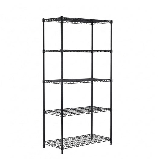 5 Tier Heavy Duty Black Wire Shelving Unit - H1800 x D450mm