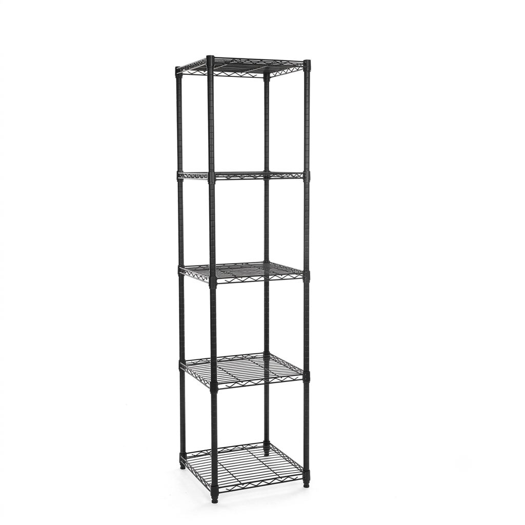 5 Tier Square Black Wire Shelving Unit - W450 x D450mm
