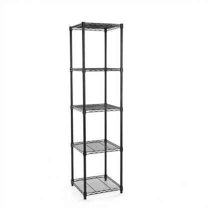 5 Tier Square Black Wire Shelving Unit - W450 x D450mm