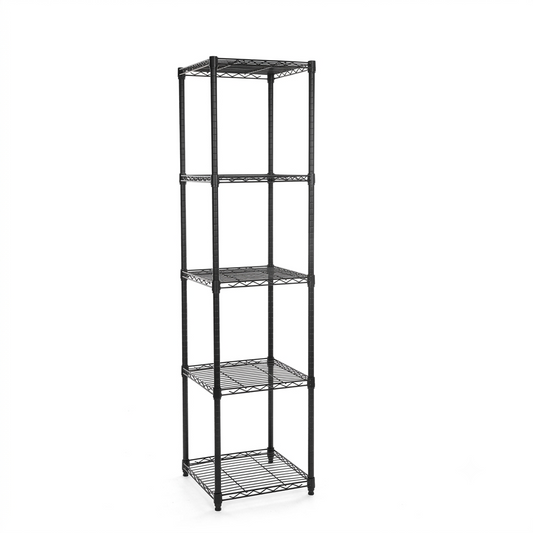 5 Tier Square Black Wire Shelving Unit - W450 x D450mm