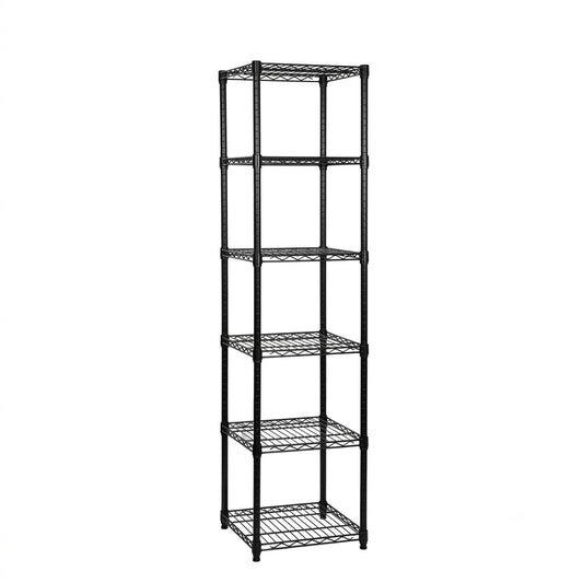 6 Tier Square Black Wire Shelving Unit - W450 x D450mm