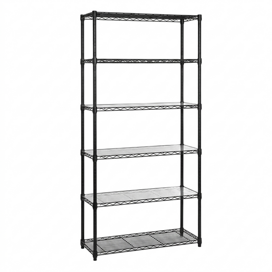 6 Tier Black Wire Shelving Unit - D450mm