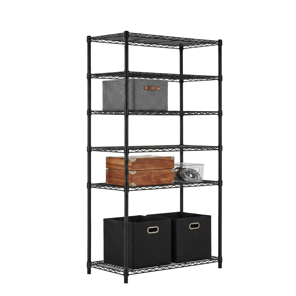 7 Tier Black Wire Shelving Unit - D450mm