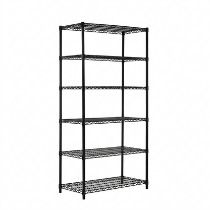 6 Tier Heavy Duty Black Wire Shelving Unit - H1800 x D450mm