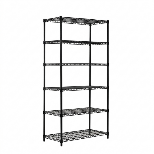 6 Tier Heavy Duty Black Wire Shelving Unit - H1800 x D450mm