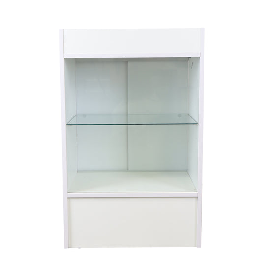 White Retail Till Counter With Glass Front Display - Silhouette Range