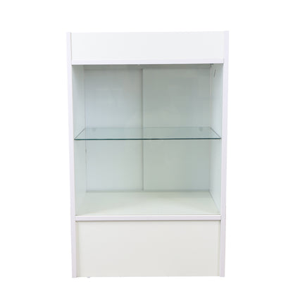 White Shop Counter With 3/4 Glass Display and Glass Front Till Unit Bundle - Silhouette Range