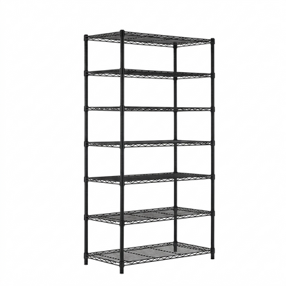 7 Tier Black Wire Shelving Unit - D450mm
