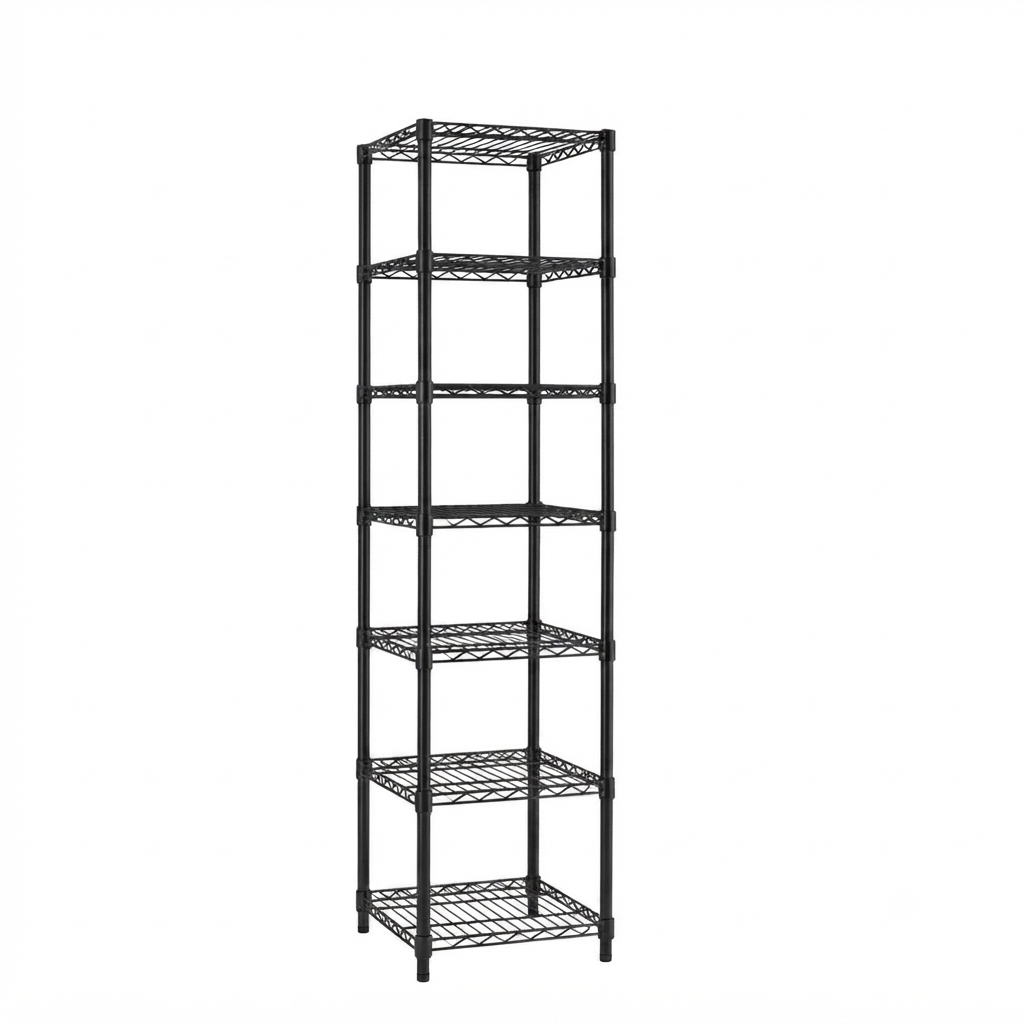 7 Tier Square Black Wire Shelving Unit - W450 x D450mm