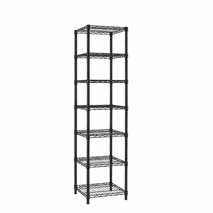 7 Tier Square Black Wire Shelving Unit - W450 x D450mm