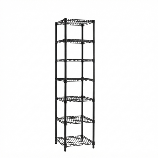 7 Tier Square Black Wire Shelving Unit - W450 x D450mm