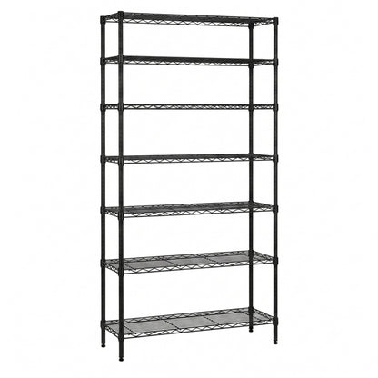 7 Tier Narrow Black Wire Shelving Unit - D350mm