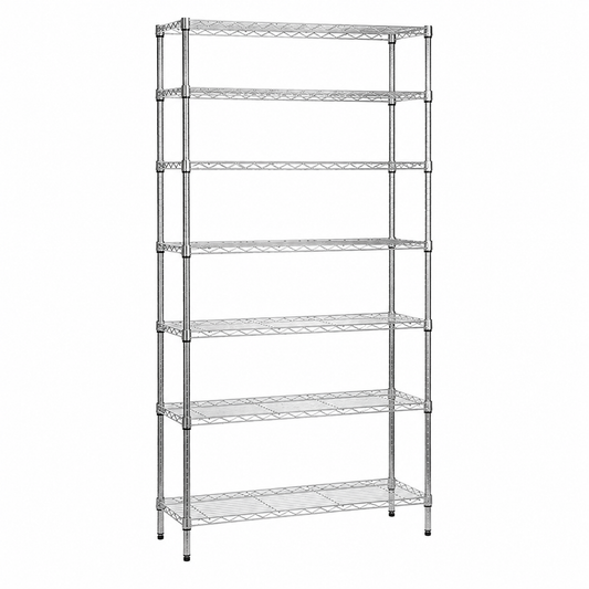 7 Tier Narrow Chrome Wire Shelving Unit - H1800 x D350mm