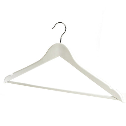Matt White Wooden Hangers with Trouser Bar and Shoulder Notches - 45 cm