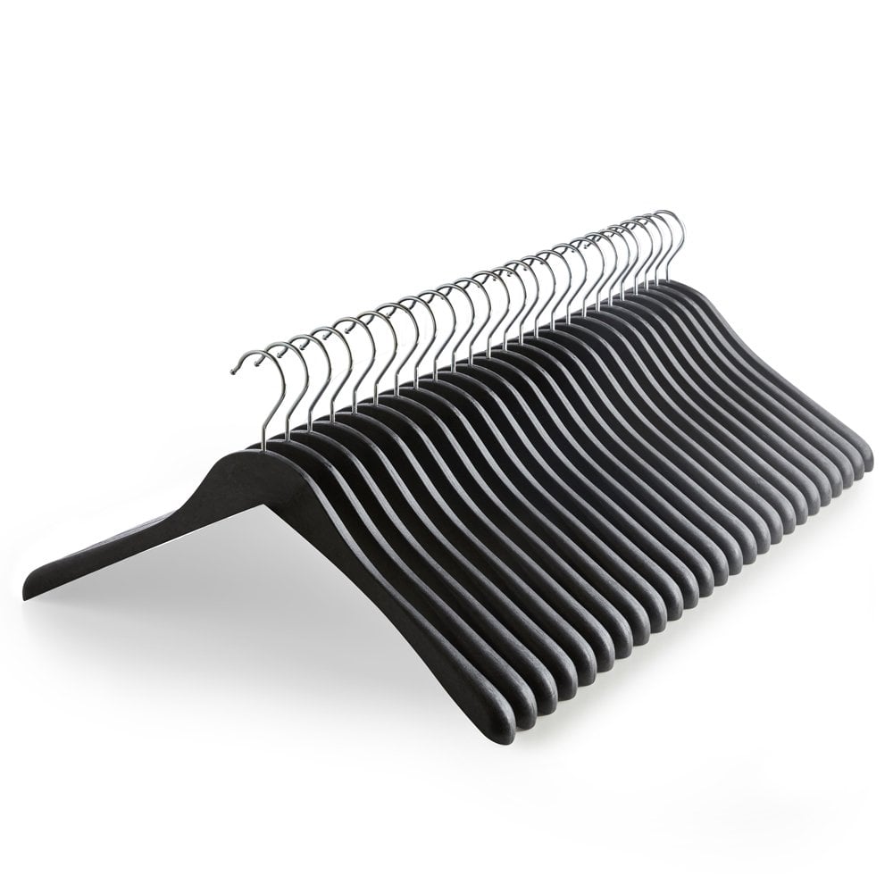Matt Black Eco Plastic Hangers with Broad Shoulders - 44cm