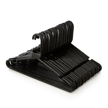 Black Heavy-Duty Plastic Hangers with Trouser Bar and Shoulder Notches - 41.5cm