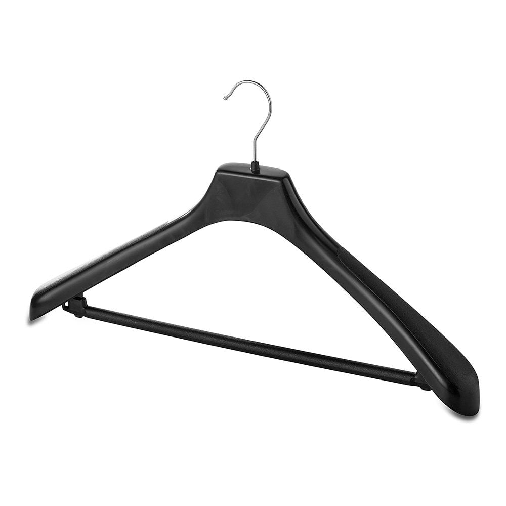 Black Plastic Suit Hangers with Trouser Bar - 44.5 cm