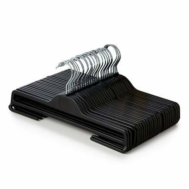 Black Plastic Trouser Hangers with Under Bars - 35.5 cm