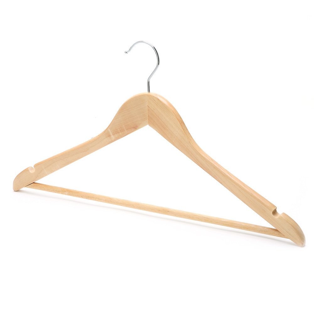 Wooden Hangers with Trouser Bar and Shoulder Notches - 45cm