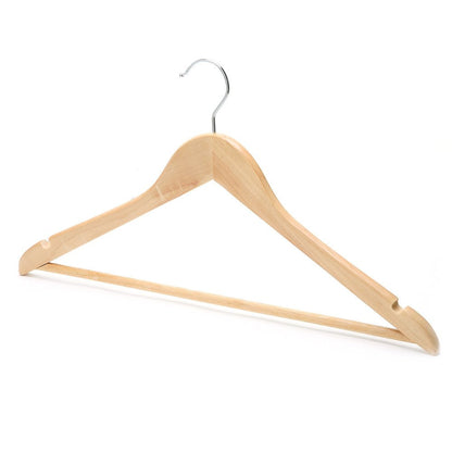 Wooden Hangers with Trouser Bar and Shoulder Notches - 45cm