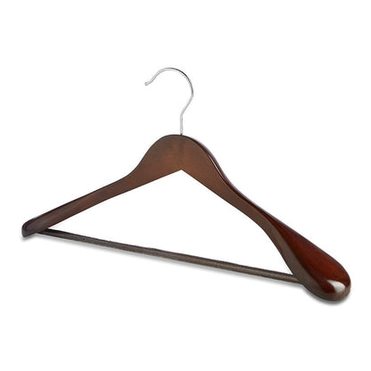 Dark Wood Finish Hangers with Broad Shoulders and Trouser Bar - 45 cm
