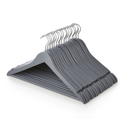 Matt Grey Wooden Hangers with Trouser Bar and Shoulder Notches - 45 cm
