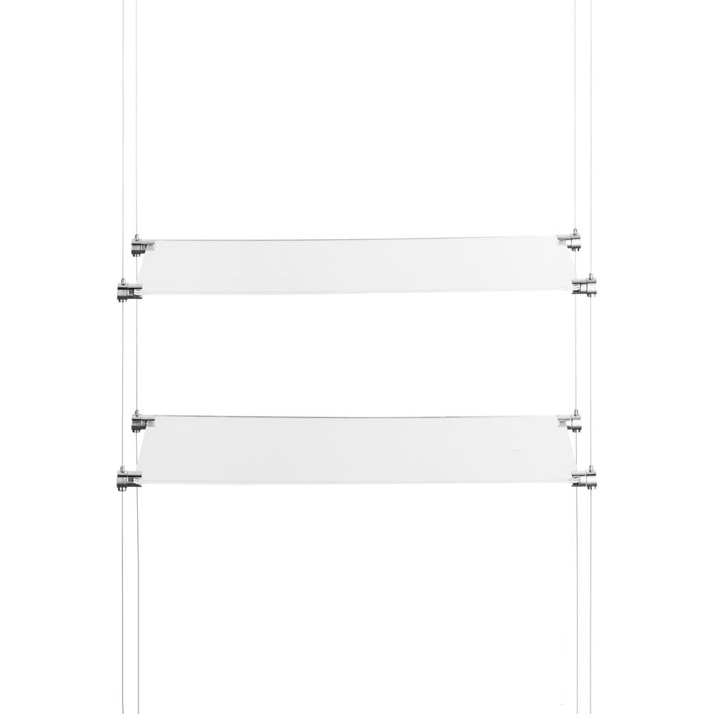 Chrome Ceiling-to-Floor Cable Shelving Kit - 2 x Shelves - W600mm