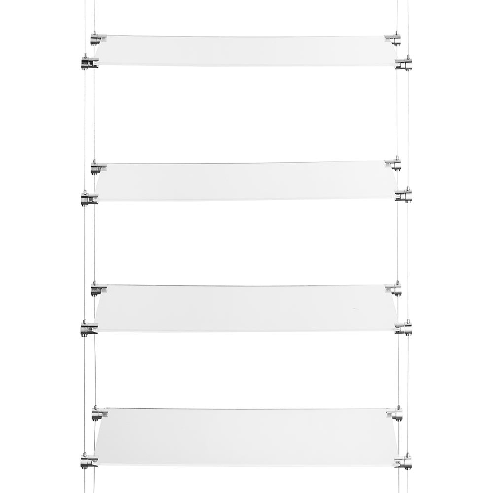 Chrome Ceiling-to-Floor Cable Shelving Kit - 4 x Shelves