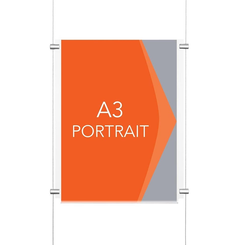Chrome Wall-Mounted Cable Display Kit - A3 Portrait