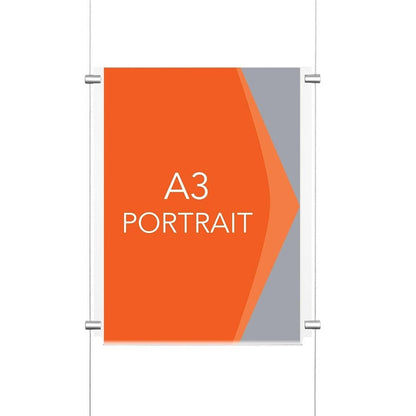 Chrome Wall-Mounted Cable Display Kit - A3 Portrait