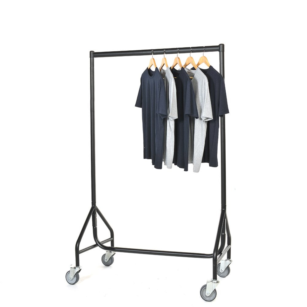 Reinforced Black Heavy-Duty Clothes Rail With Heavy Duty Wheels