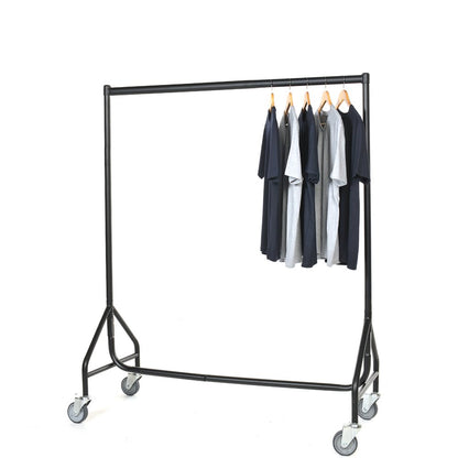 Reinforced Black Heavy-Duty Clothes Rail With Heavy Duty Wheels
