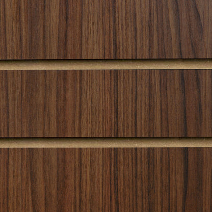 Walnut Slatwall Panel - 100mm Centres - 18mm MDF