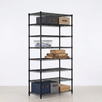 8 Tier Black Wire Shelving Unit - D450mm