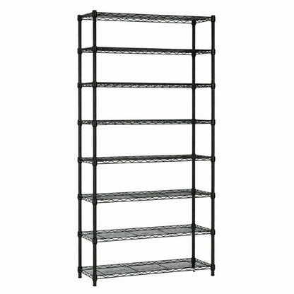 8 Tier Narrow Black Wire Shelving Unit - D350mm