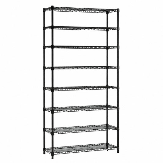 8 Tier Narrow Black Wire Shelving Unit - D350mm