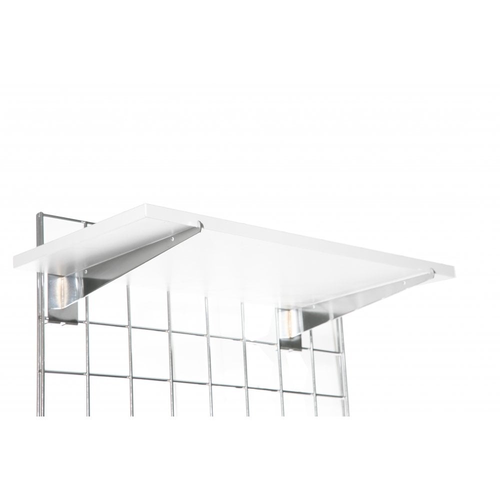 Wooden Shelf With Brackets For Grid Mesh Panels - W600 x D300