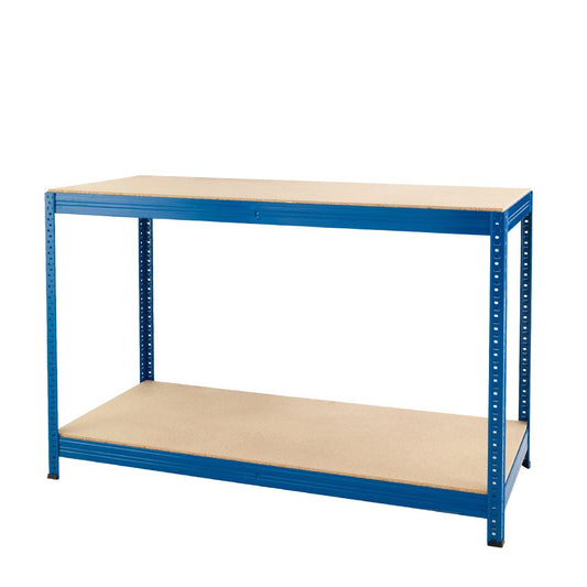 Blue Workbench With 2 x Chipboard Shelves - Up To 300kg UDL