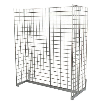 Chrome Grid Mesh 'H' Stand Gondola Stand - W1290 x D624 mm