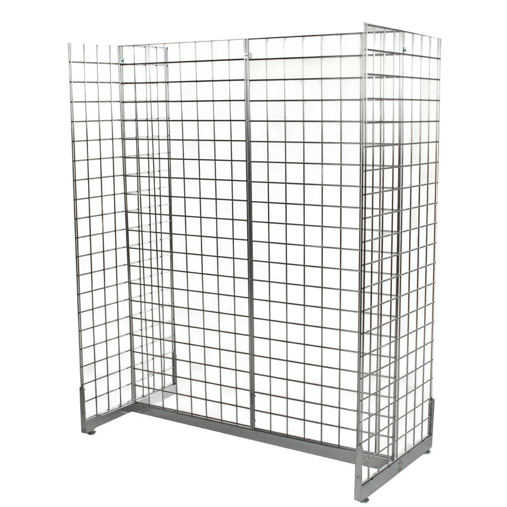 Chrome Grid Mesh 'H' Stand Gondola Stand - W1290 x D624 mm