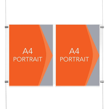 Satin Ceiling-to-Floor Cable Display Kit - A4 Portrait - Double Pocket
